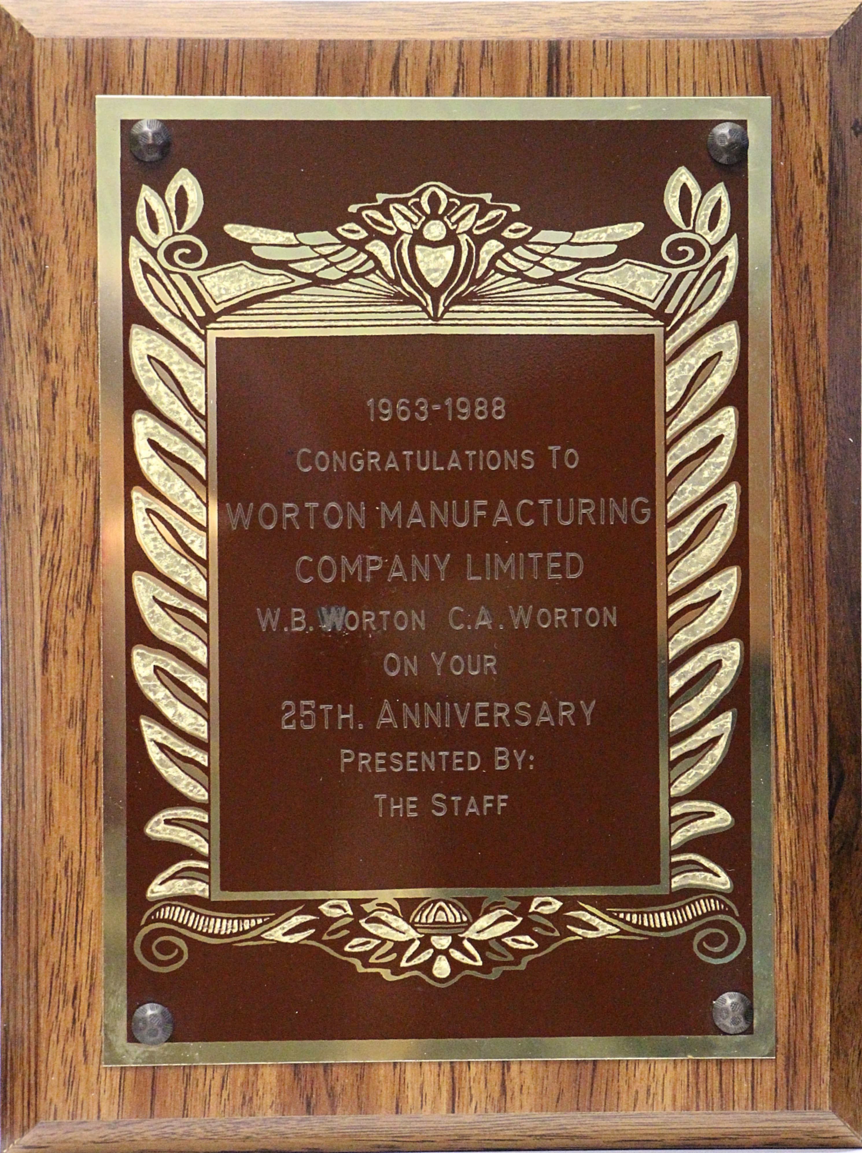1988-25thAnniversary - Worton Manufacturing